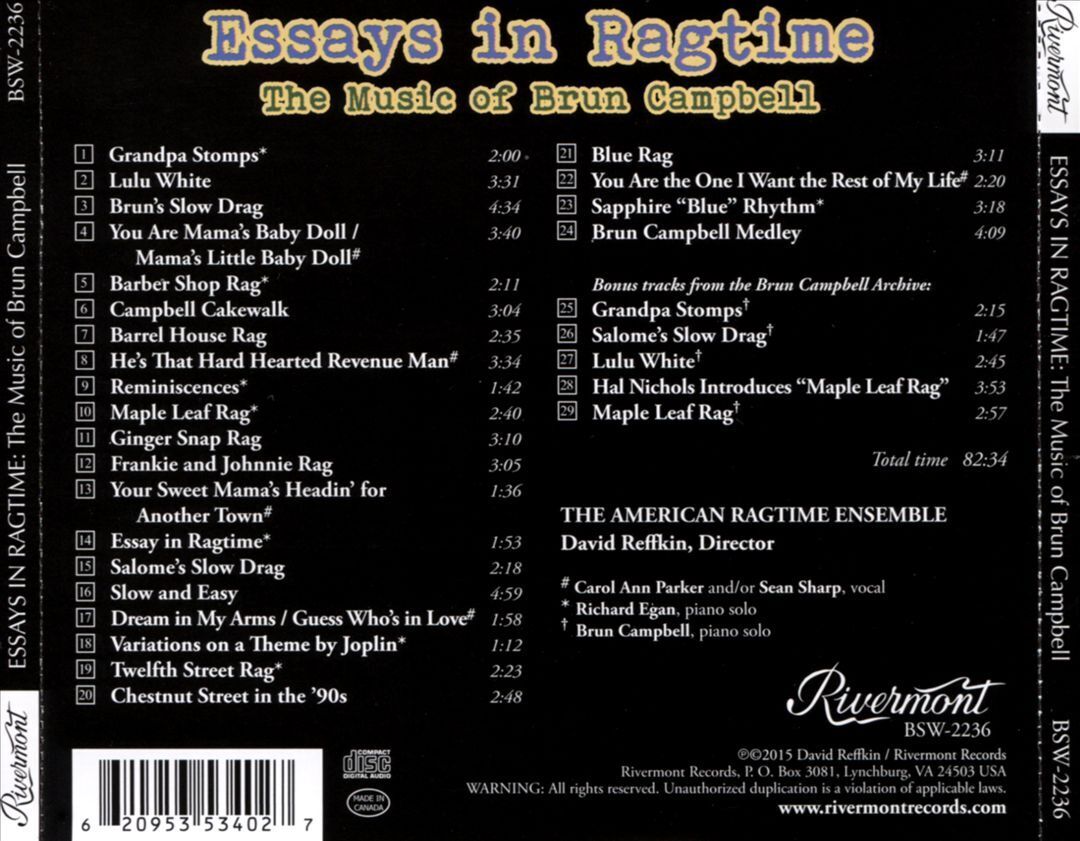 ESSAYS IN RAGTIME: THE MUSIC OF BRUN CAMPBELL NEW CD