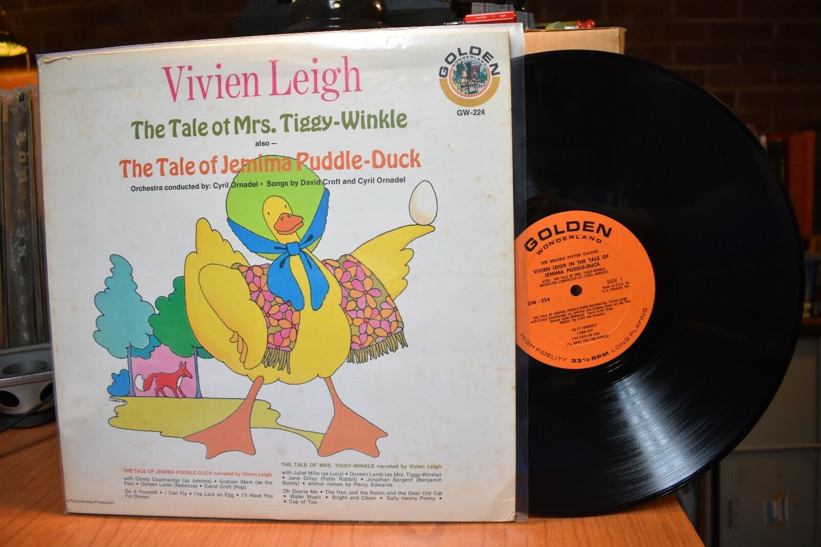 Vivien Leigh The Tale of Mrs. Tiggy-Winkle Jemima Puddle Duck LP Golden GW224 MN