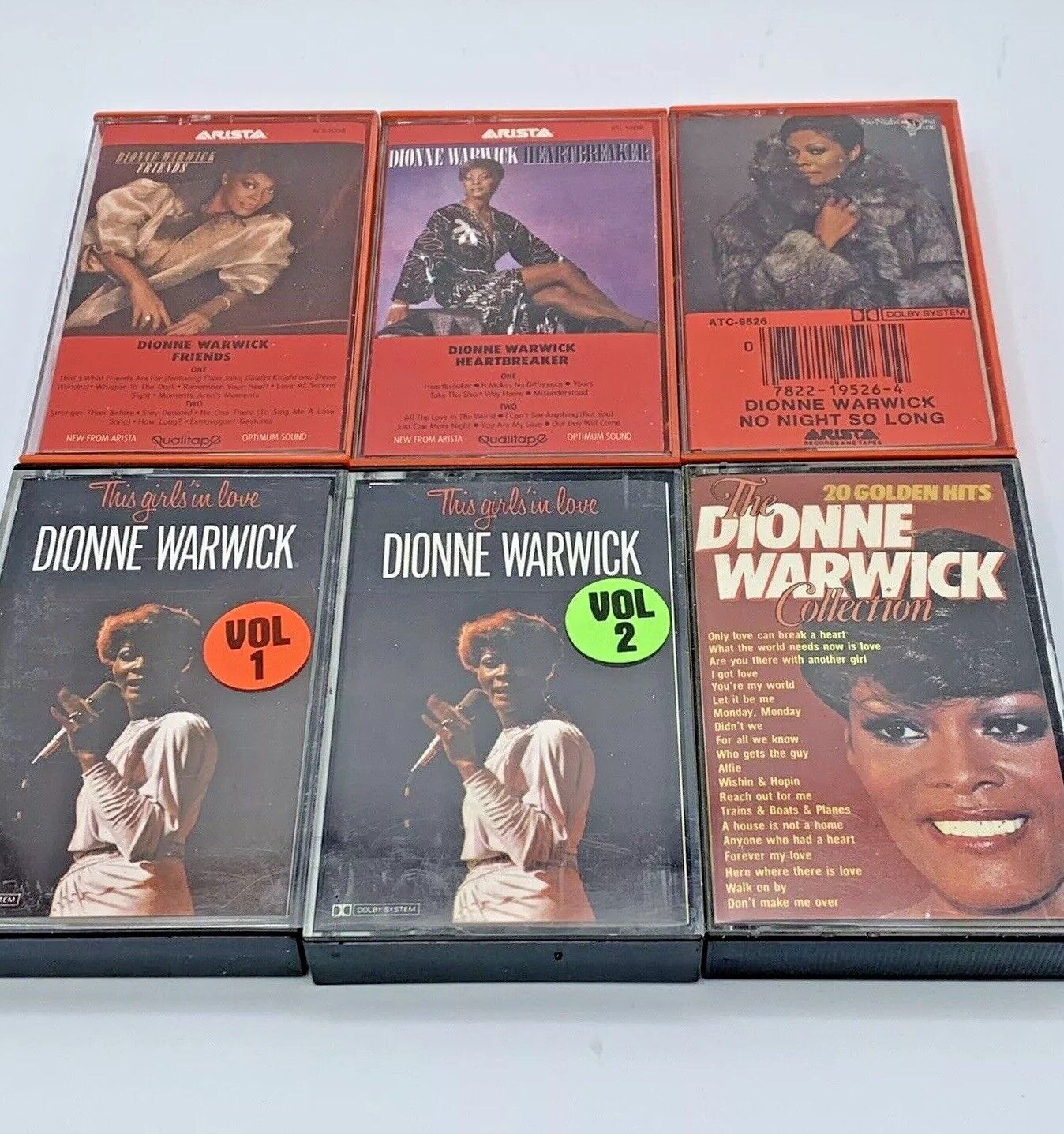 Vintage 80s Dionne Warwick Cassette Tapes Lot of 6