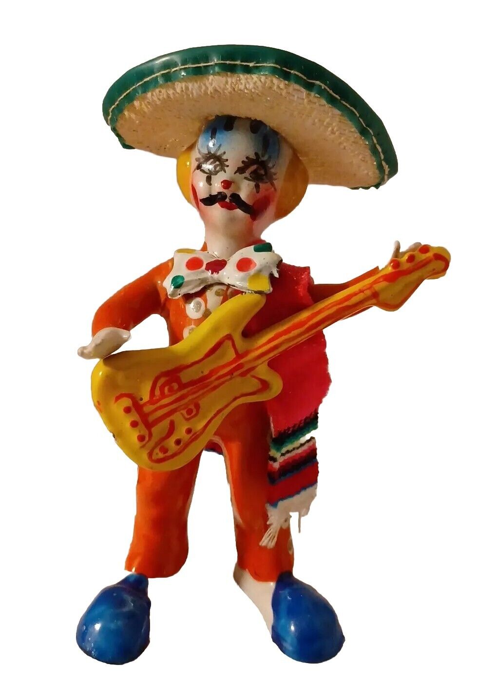 MEXICAN DAY OF THE DEAD MARIACHI WITH YELLOW GUITAR PINK SERAPE CLOWN SHOES 7.5\