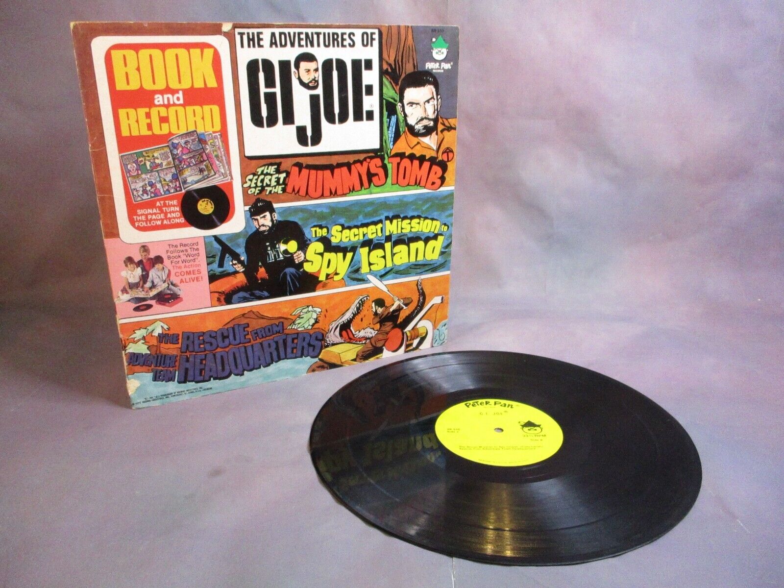 Vintage 1976 GI Joe Vinyl Record Album and Color Comic Book Set