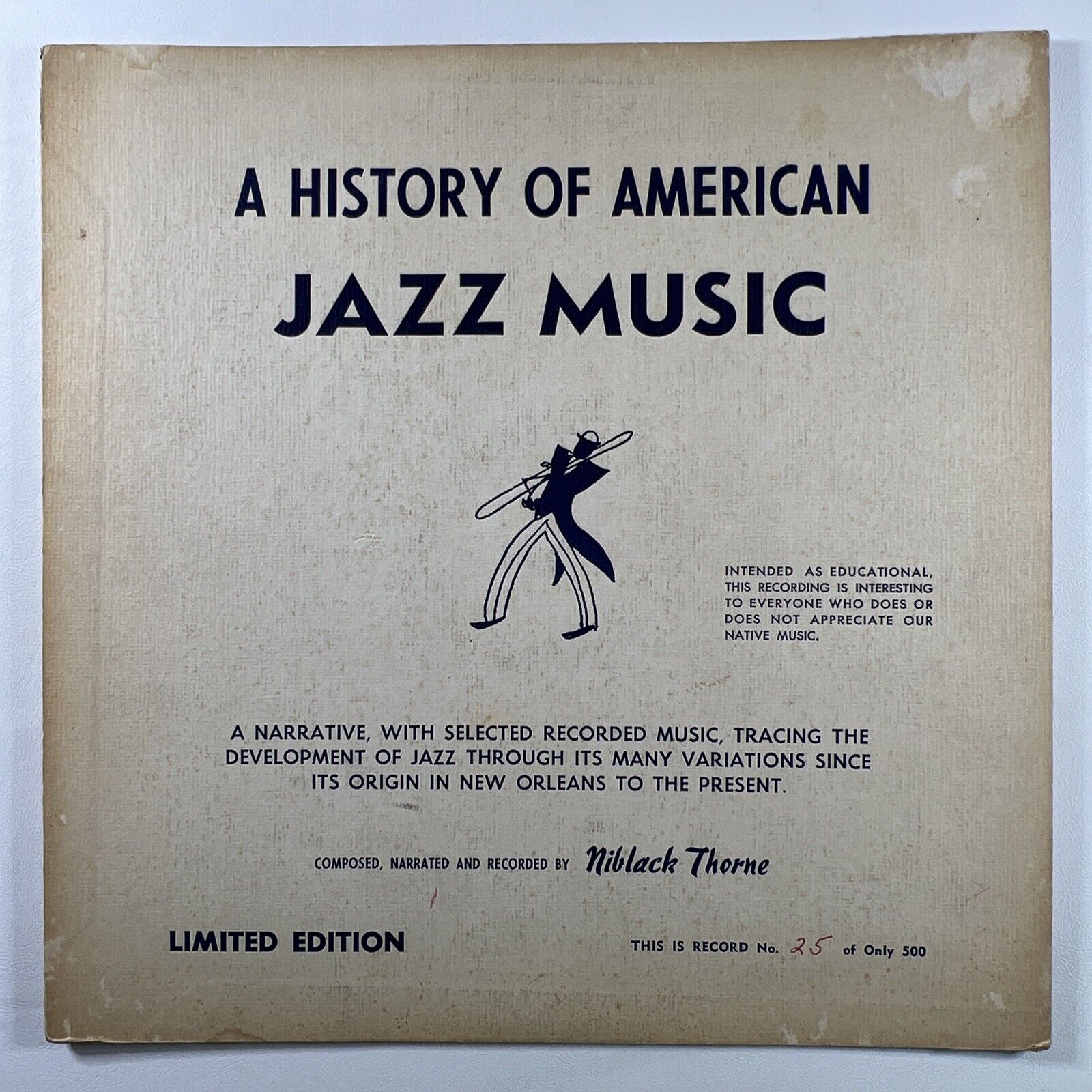 Niblack Thorne “A History of American Jazz Music” RARE 25/500 LP/Red Vinyl 1954