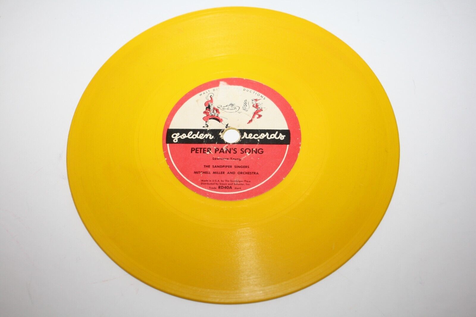 VTG Walt Disney Golden Records 78 RPM Peter Pan's Song/Never Smile At A Croc