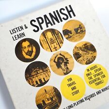 VTG Listen Learn Spanish Language 3 Record Vinyl LP Box Set Travel Instruction picture