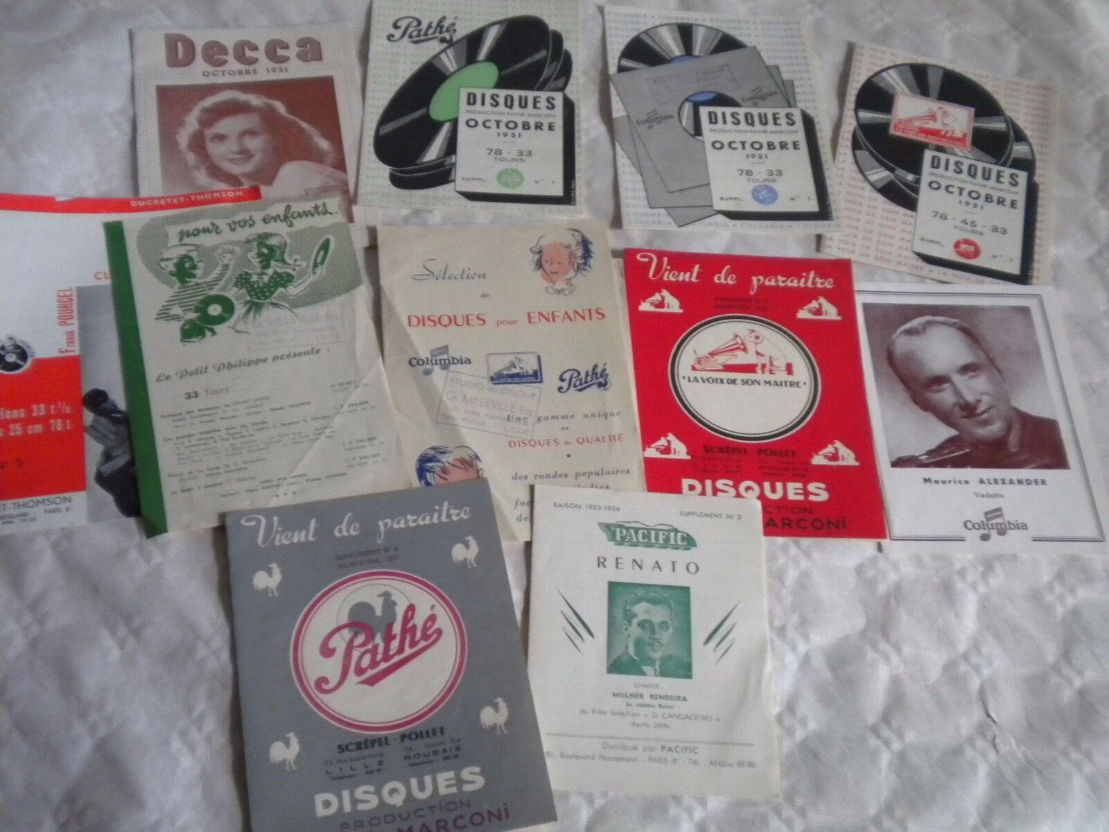  Vintage record catalogues french 1950s columbia HMV Decca Pathé etc 78s 45s 33s
