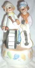 PRICE IMPORTS MUSIC BOX SEND IN THE CLOWNS BISQUE PORCELAIN CLOWNS W/DRUM GUITAR picture