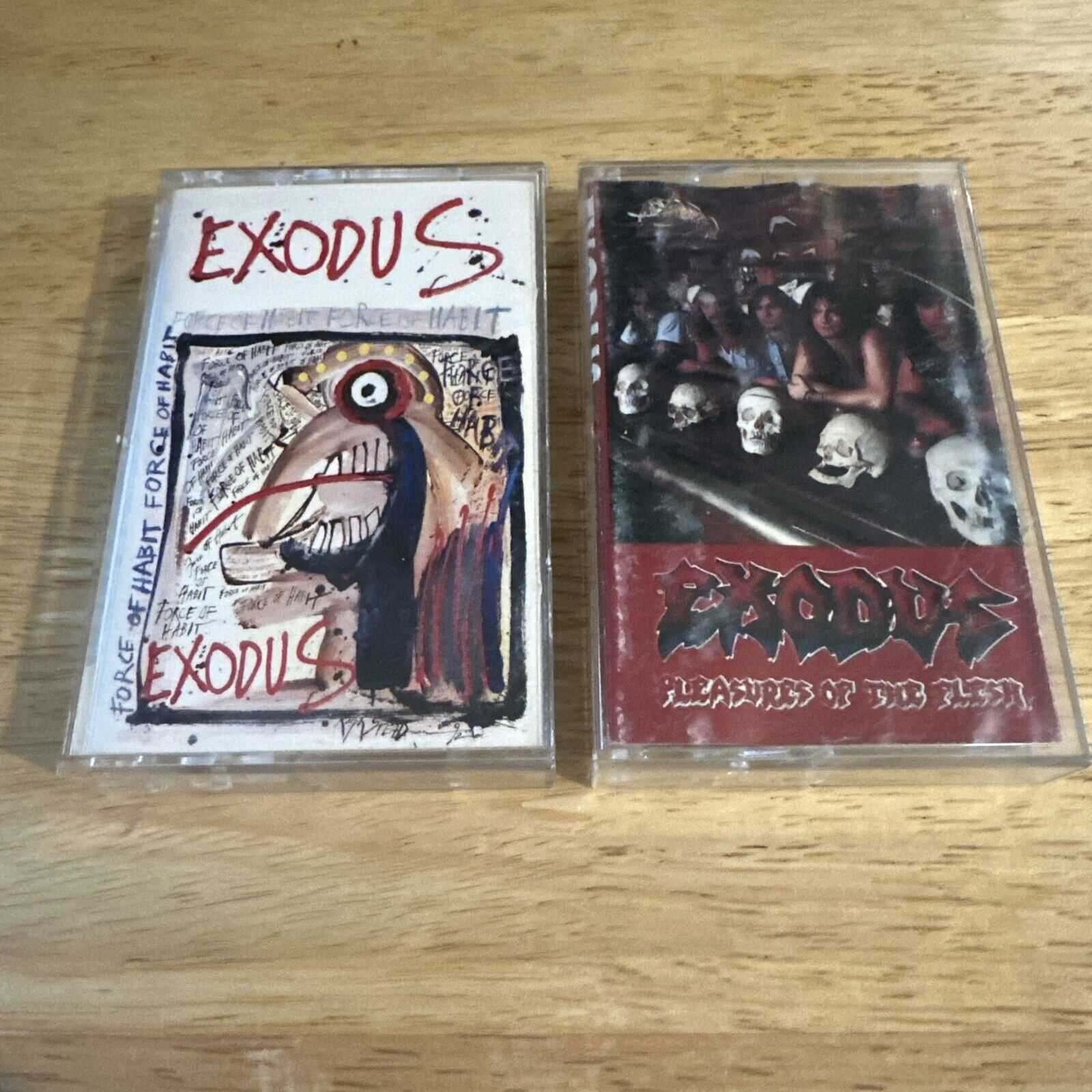 Exodus Lot- Force Of Habit US And Pleasures Of The Flesh Cassette Thrash Metal