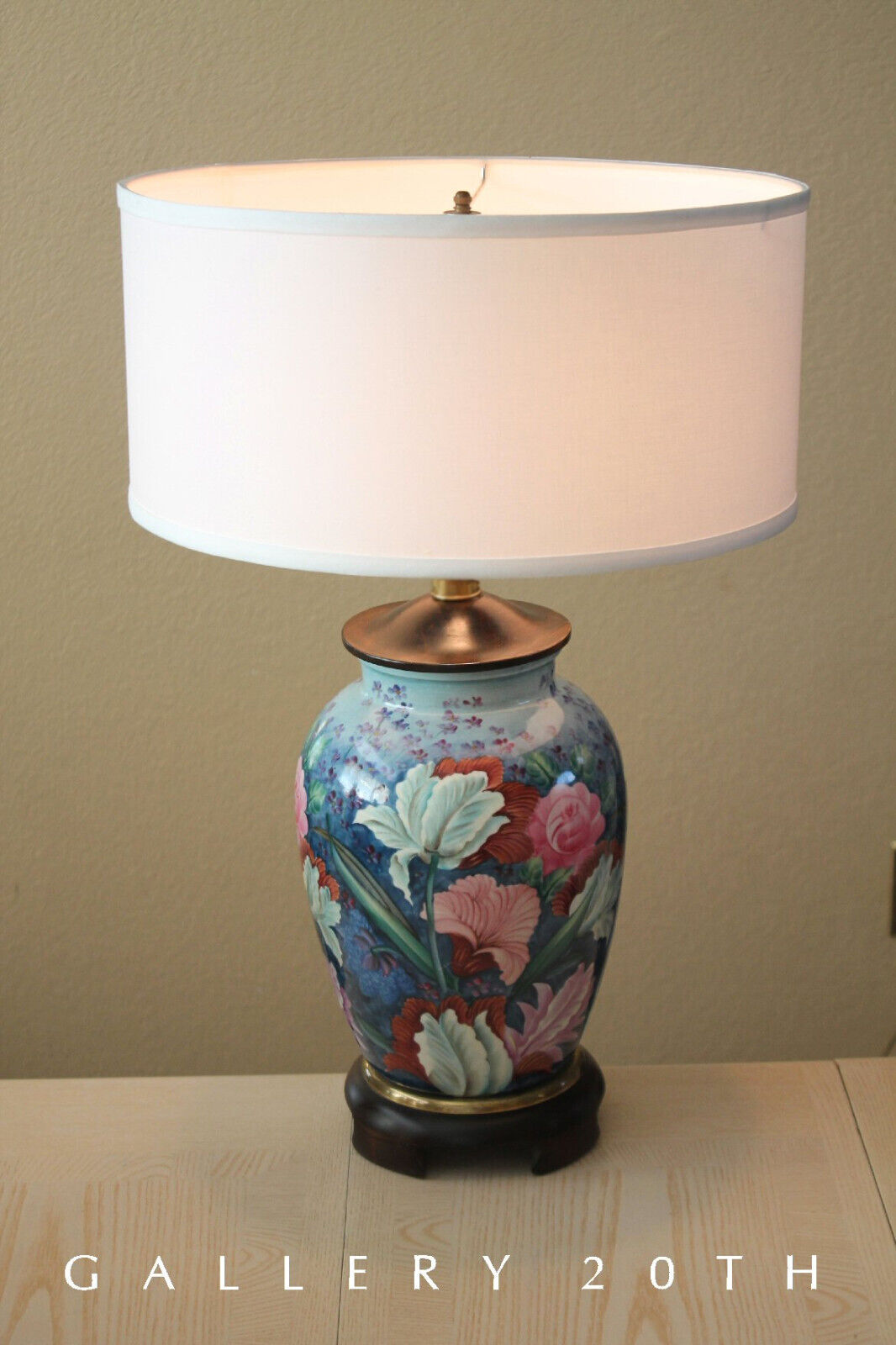 SUBLIME FREDERICK COOPER FLORAL TABLE LAMP PINK LOTUS GINGER JAR CHINOSIERIE