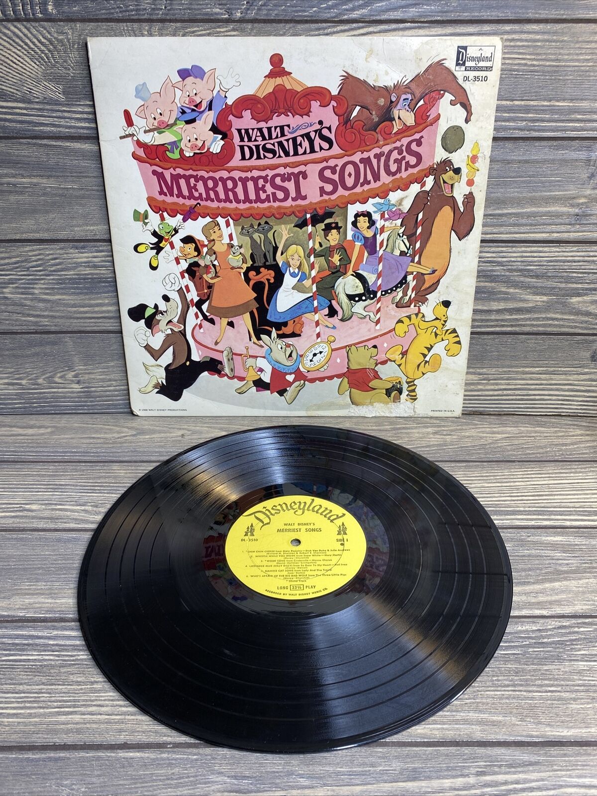 Vintage Disneyland Records 1968 Walt Disneys Merriest Songs 33 1/3rpm