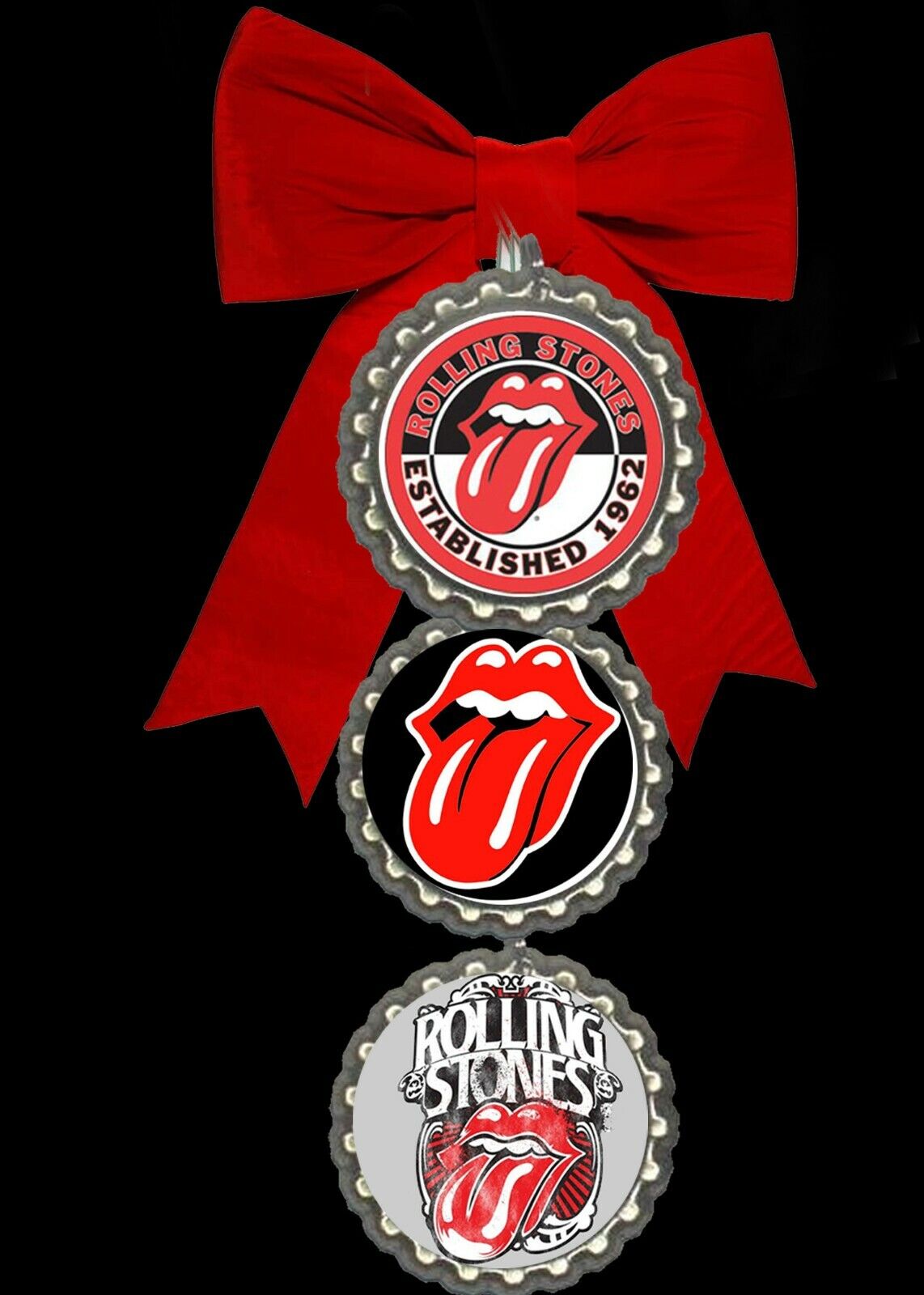 Rolling Stones Band  bottlecap Christmas ornaments tree holiday decorations 