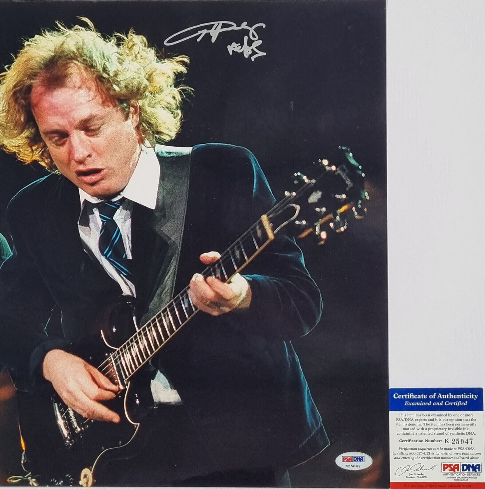 ACDC Angus Young hand signed 11x14 inch photograph (PSA DNA #K25047)