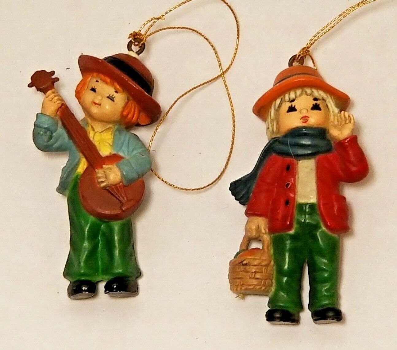 Plastic Little Boy Ornaments Guitar Player Basket Holder Set of 2 2\