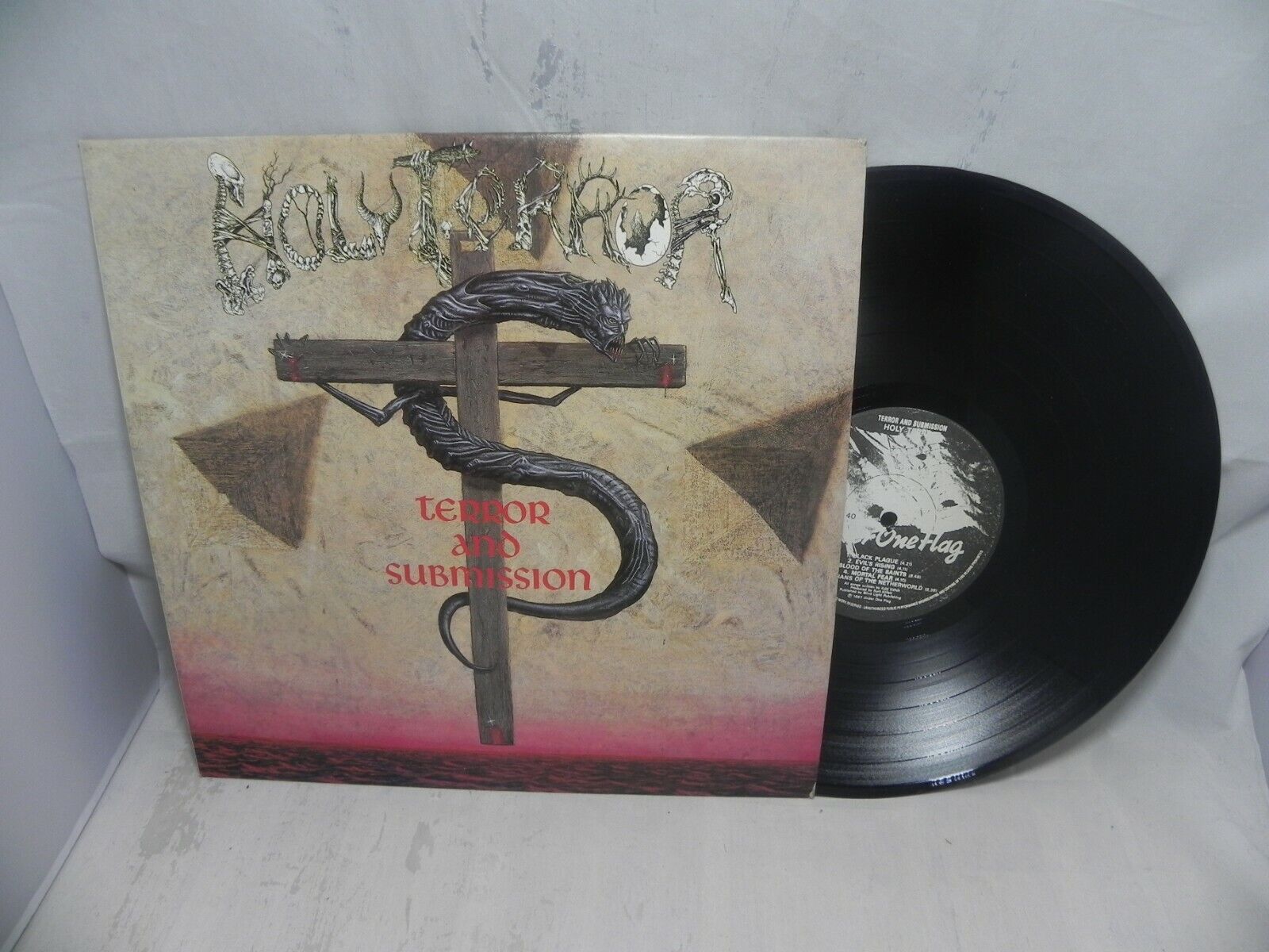 Holy Terror - Terror And Submission Rare Korea Lyrics Back Cover LP & Diff Label