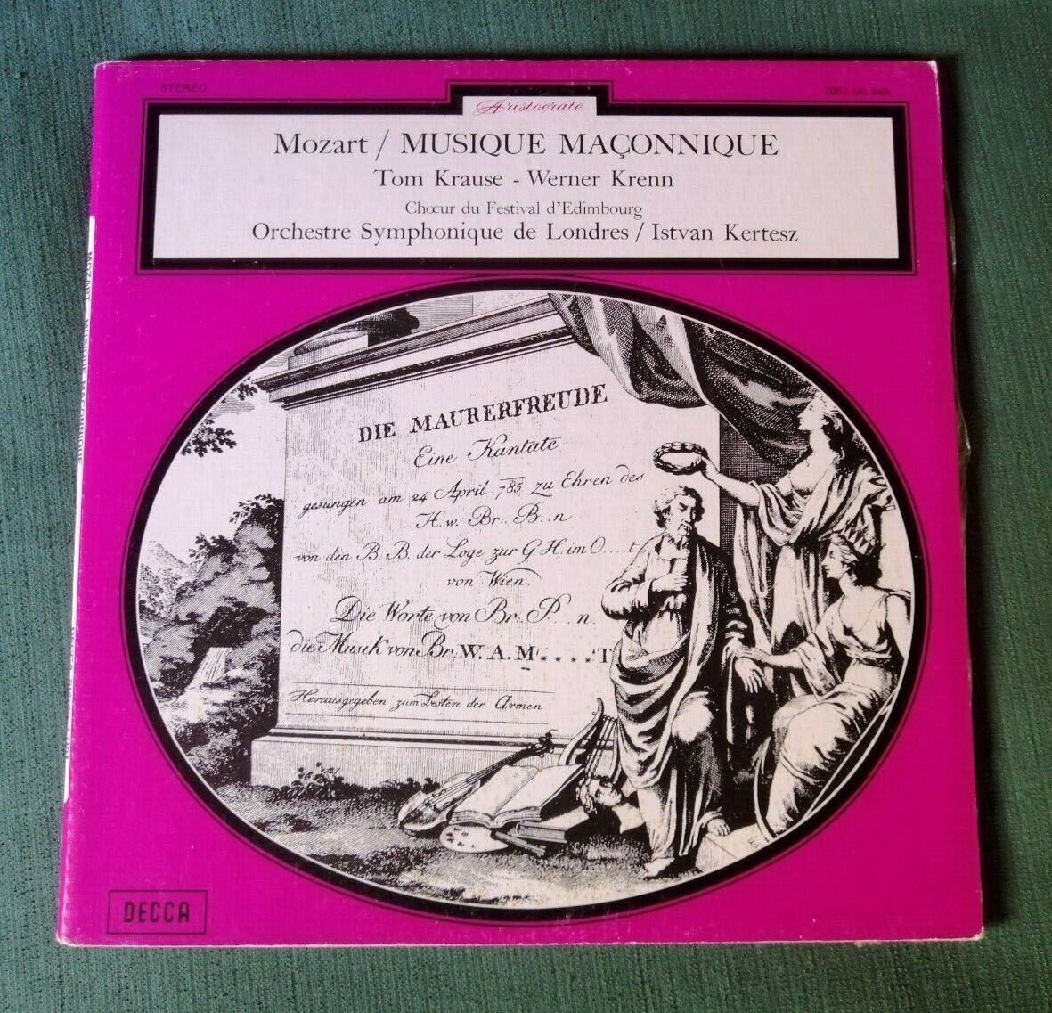 Mozart Music Masonic/Tom Krause, Krenn, Kertesz LP France Decca Sxl 6409
