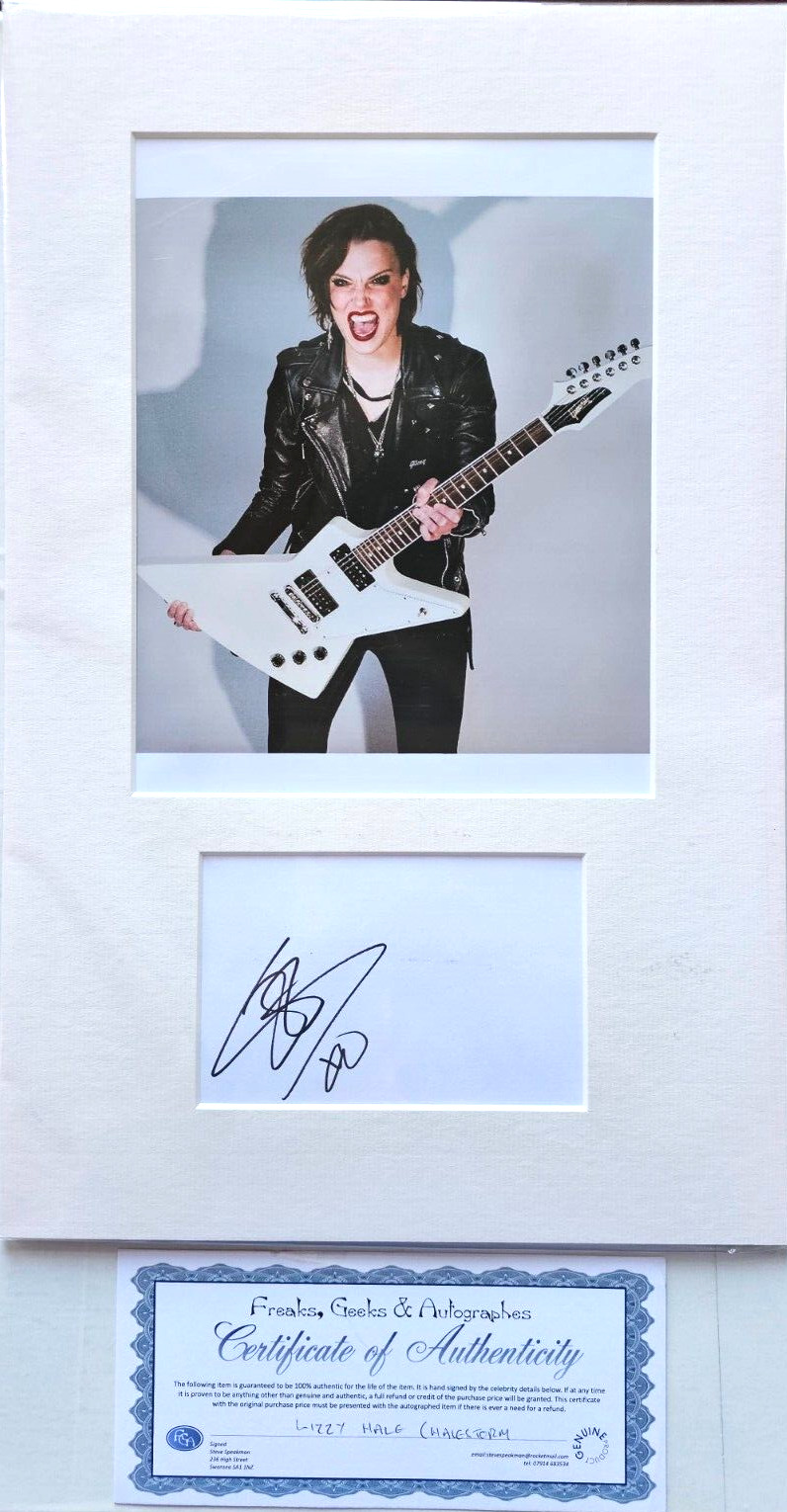 Lizzie Hale Halestorm hand SIGNED mounted autograph & Photo with cert 18 x 12\