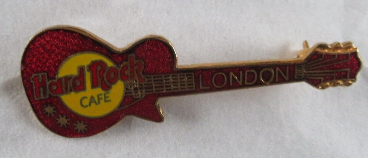 Hard Rock Cafe Pin Badge London England Red  Guitar