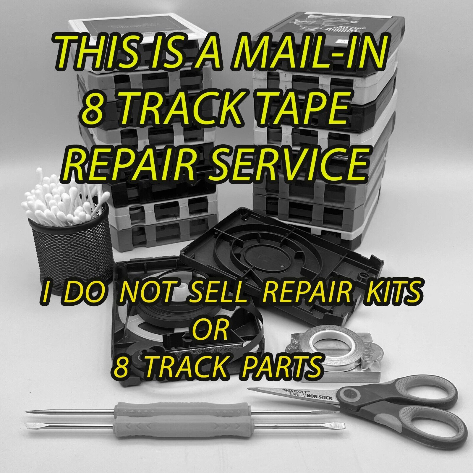 Mail-In 8 Track Tape Repair Service - Full Interior Restoration - New Splice Pad