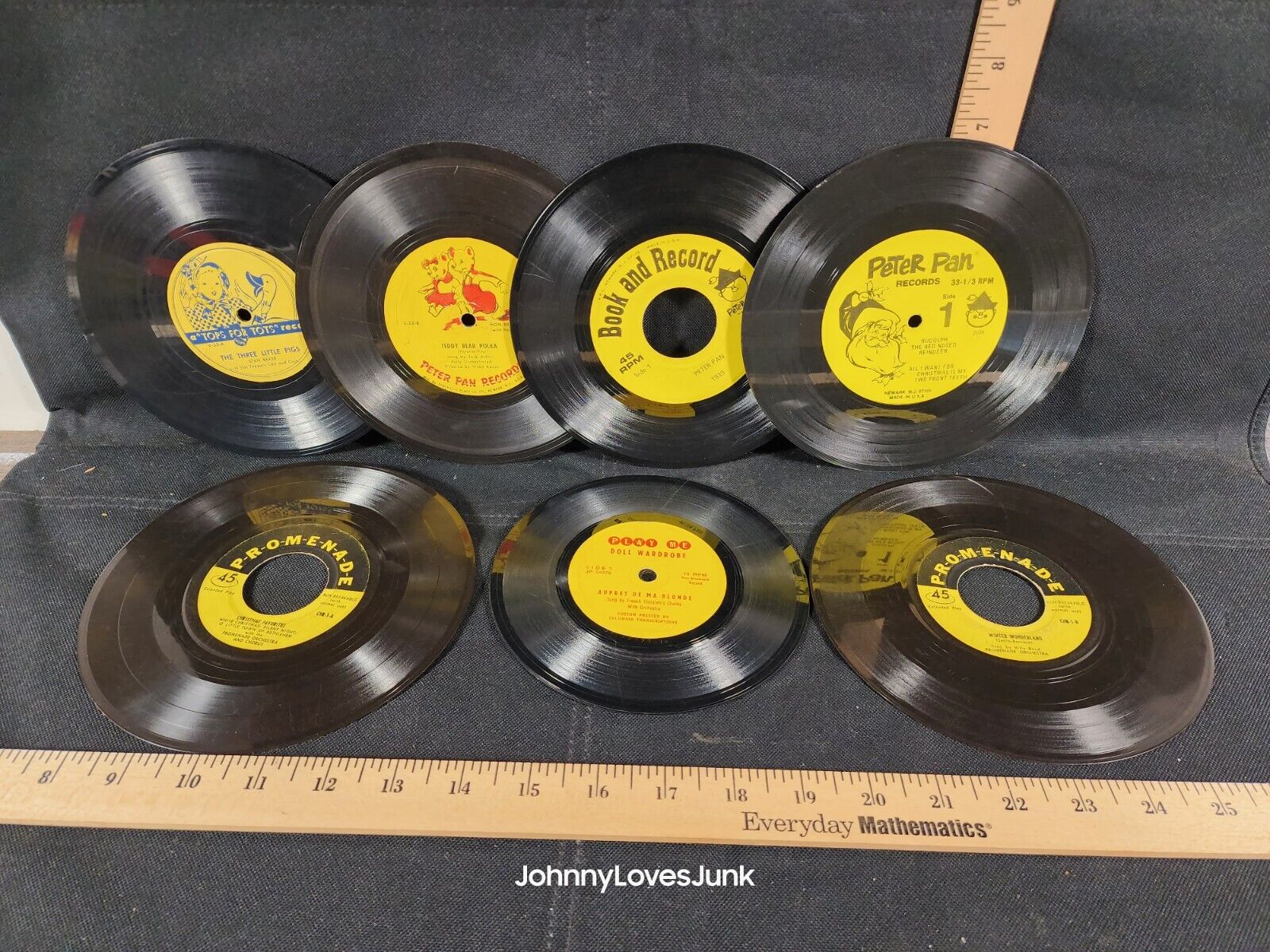 Vintage Child\'s 45 Record Lot Peter Pan Promenade Play Me Tots Top Mixed Themes