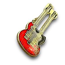 Enamel Guitar Pin Vintage Double Neck Guitar Pin Rock Band Guitar Pin Lapel Red picture