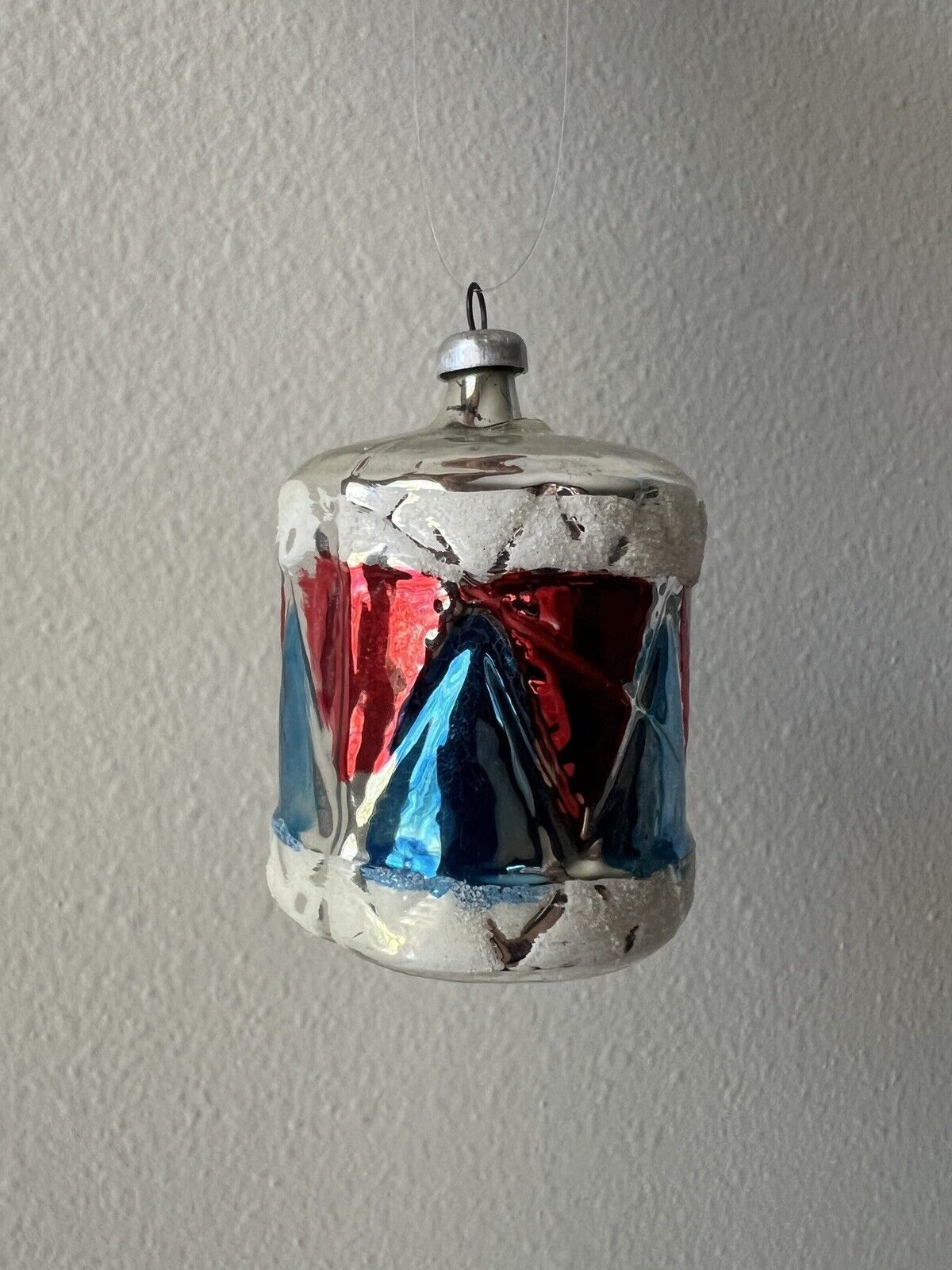 Vintage Glass Christmas Ornament | Red and Blue Drum Ornament 2\