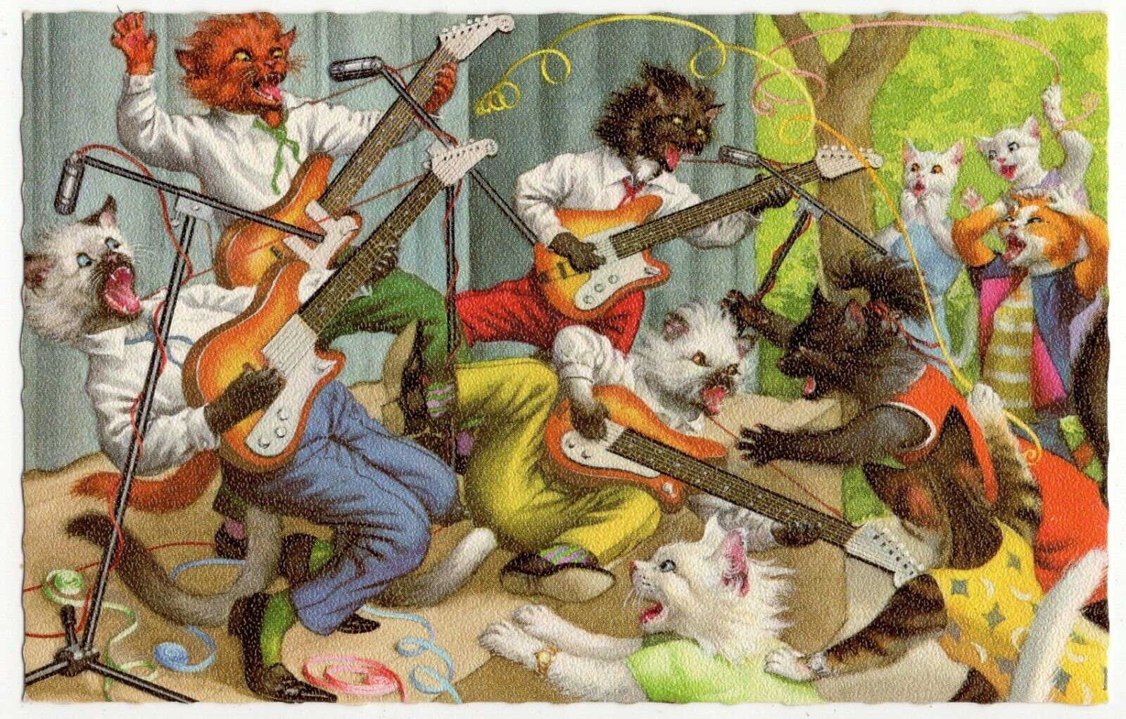Mainzer - Eugen Hartung Cats Postcard 4970 - The Guitar Army - Belgium Printing