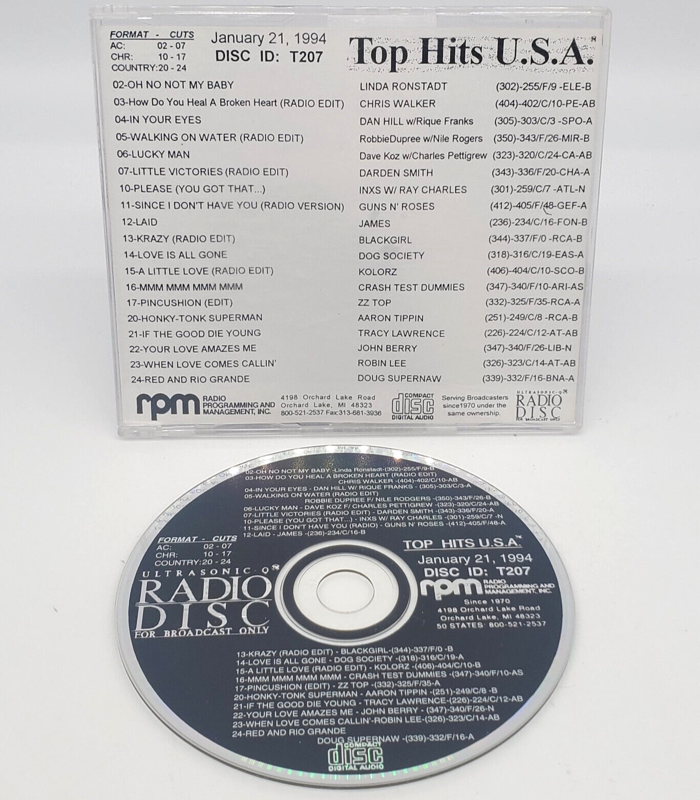 Top Hits USA T207 CD RPM Ultrasonic-Q Jan 21, 1994 Guns N\' Roses, ZZ Top......