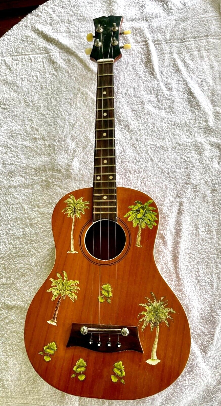 Tenor Guitar, Hawaiian Decore Palm Trees Play or Display Music Beach Party Luau