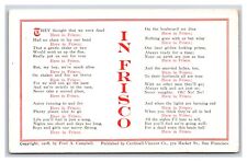 1906 Earthquake Song Lyrics San Francisco California CA UNP DB Postcard U7 picture