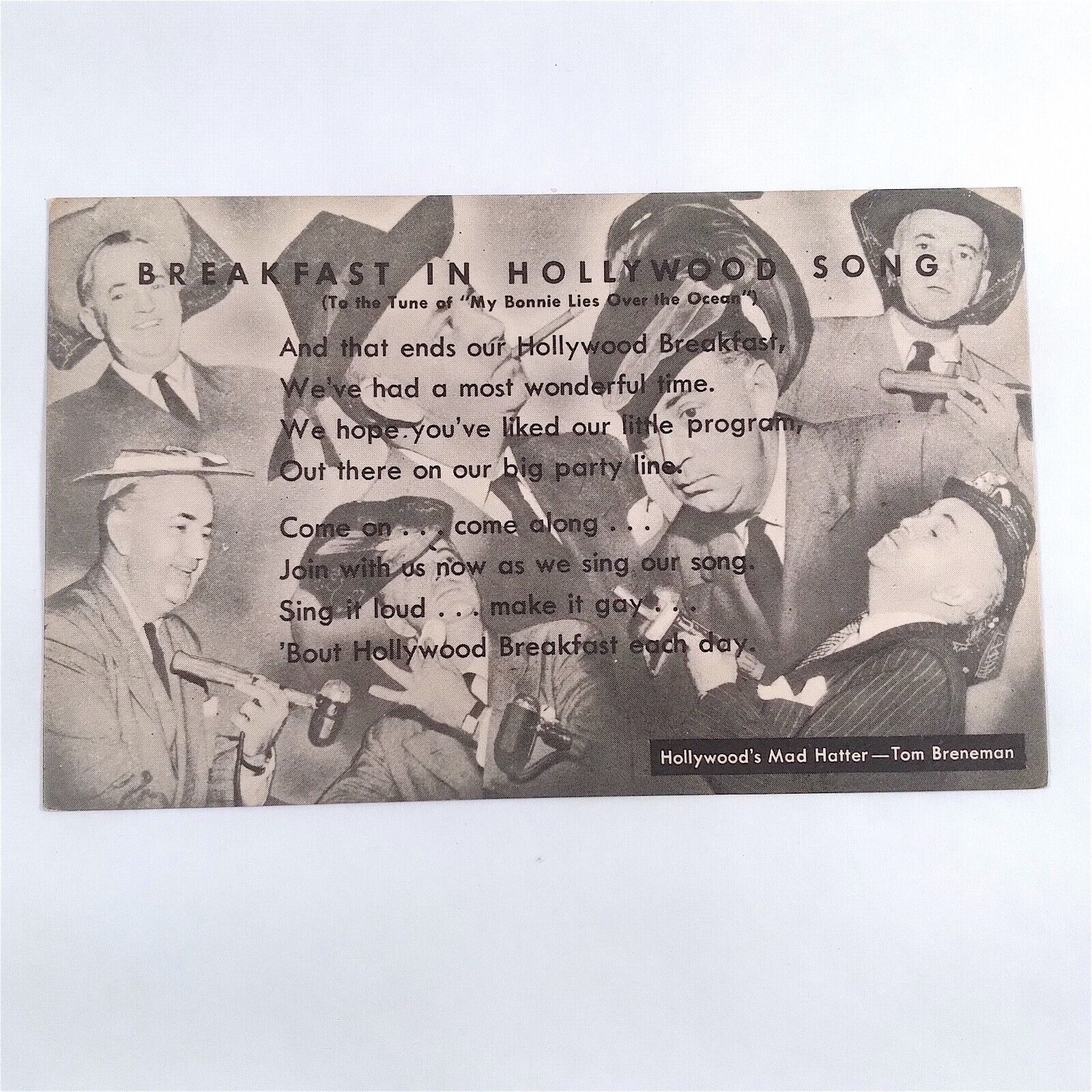 ABC Radio Outro Song Lyrics Host Breneman Breakfast in Hollywood Postcard c1945