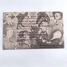 ABC Radio Outro Song Lyrics Host Breneman Breakfast in Hollywood Postcard c1945 picture