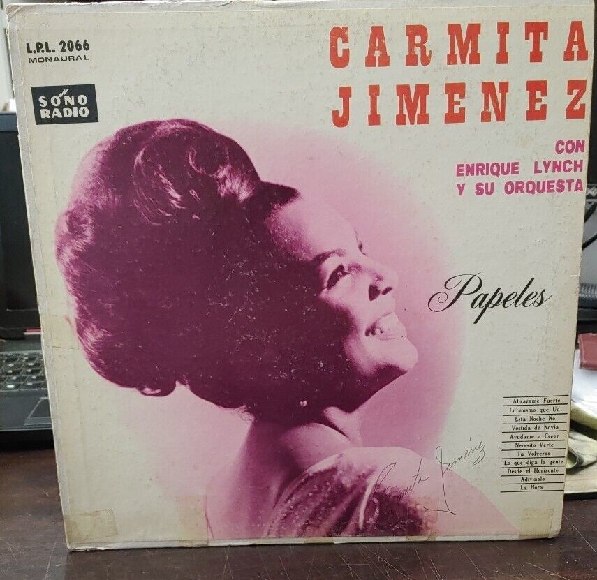 Carmita Jimenez Hand Signed Vintage LP Vinyl Puerto Rico Rare 100% Authentic.