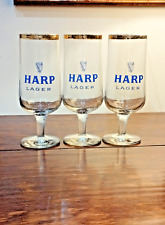 Set Of 3 Vintage Harp Glasses With Gold Rim picture