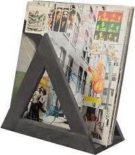 Grey Wood Triangle Vinyl Record Rack, Wall Mounted Album Display Storage Holder picture
