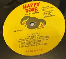 1964 Vintage Walt Disney  Pinnochio Songs 60s Vinyl Record Album Happy Time LP picture