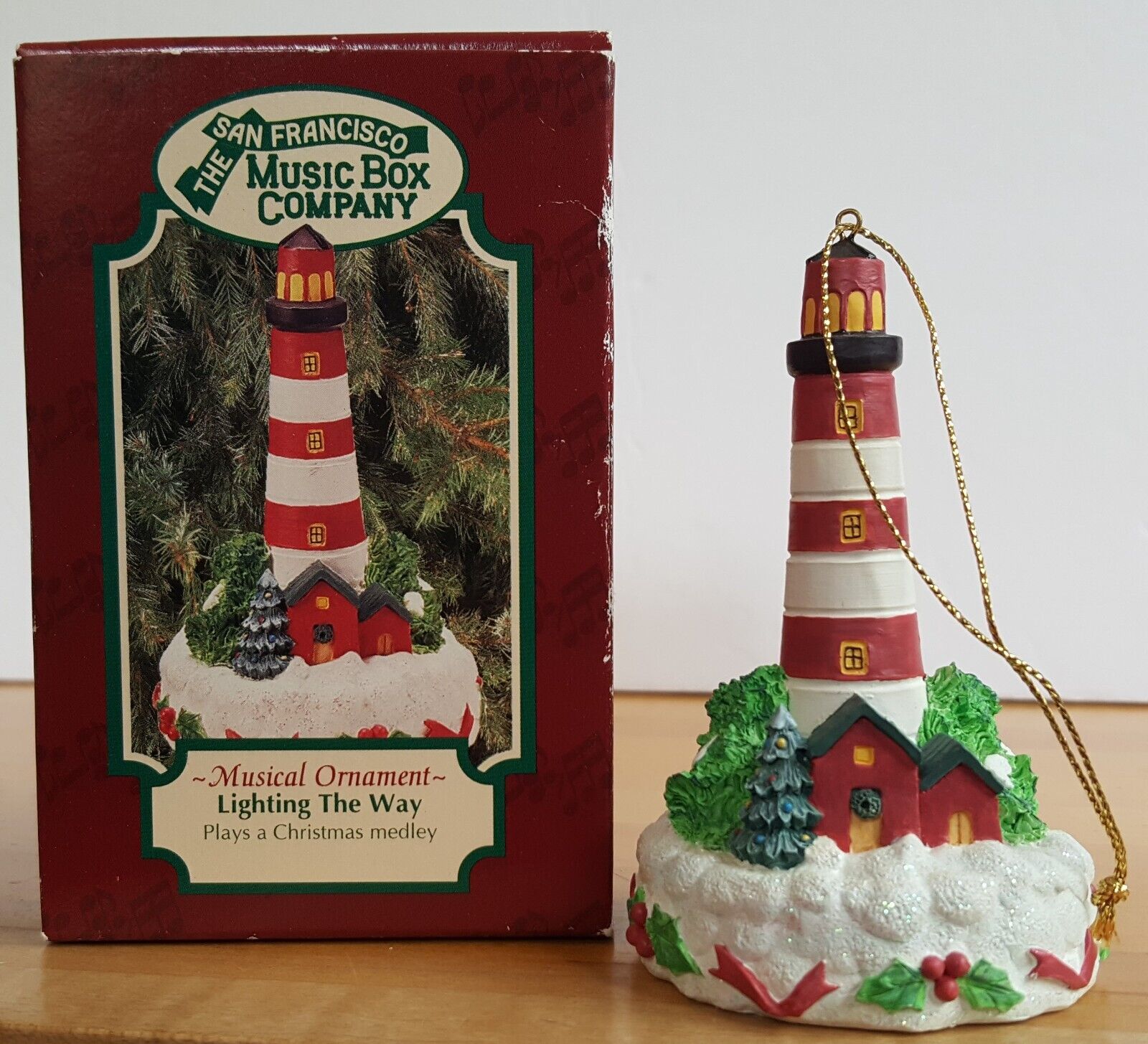 Vintage Lighthouse Musical Christmas Ornament San Francisco Music Box Company 