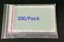 200/Pack RESEALABLE Plastic Clear Wrap Cassette Tape Storage Sleeves 3 Mil Thick picture