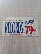 Vintage Metal Long Playing Records Sign Full Fidelity Advertising Vinyl Store picture
