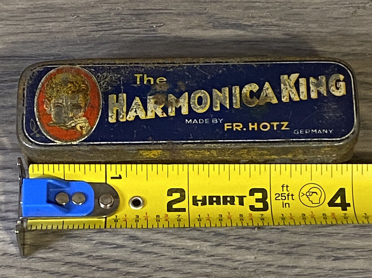 Vintage The Harmonica King Fr. Hotz Germany Empty Tin Case