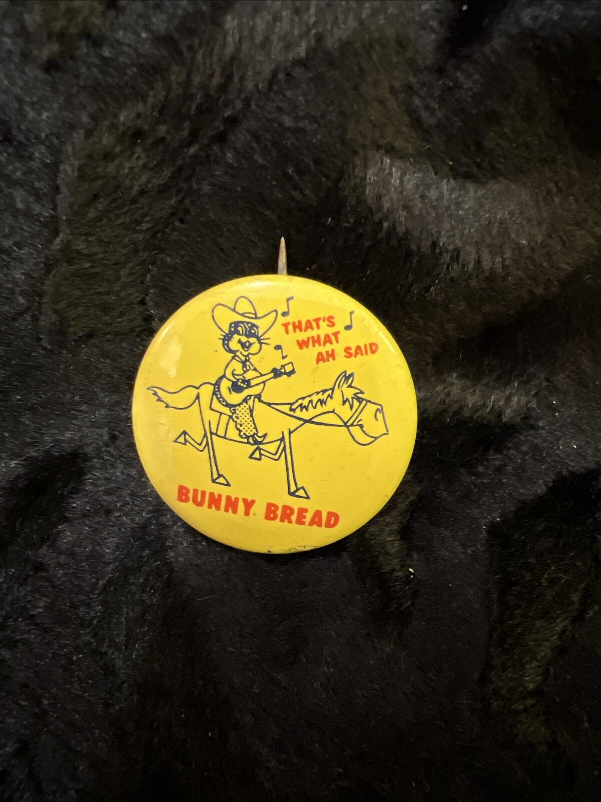 Bunny Bread Pinback Pin Western That’s What Ah Said Horse Guitar Hat