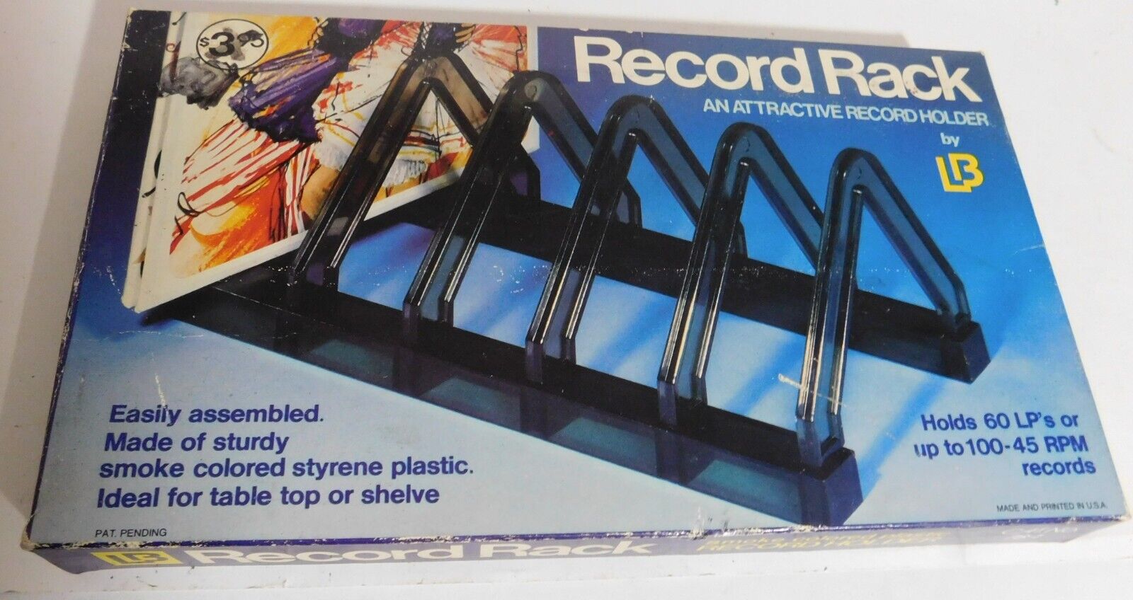 Record Rack Holder USA Made Plastic VTG 70\'s NOS CATNo 78-1