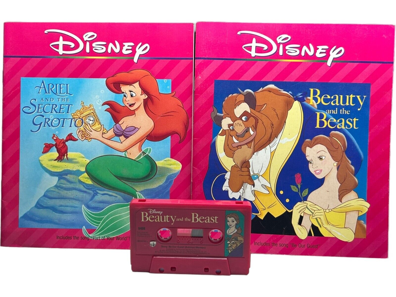 Vintage Disney Children Read Along Book & Tape Beauty & The Beast & Ariel And