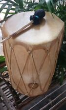 **AWESOME  NATIVE AMERICAN RAWHIDE  LARGE  LOG DRUM DOUBLE SIDED  NICE* picture