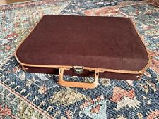 Vintage Service MFG Brown Felted Cassette Case with Handle Holds 30 Tapes picture