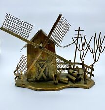 Vintage Wind Up Windmill Music Box (Working) Copper Tin Scultpure/Metal Art picture