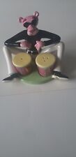 1998 Pink Panther Bongo Drums Salt & Pepper Shakers Set w/ Base picture