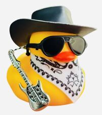 Rubber Duck Dash Ornament, Collectible, Duck Duck Jeep, Black Cowboys Hat Guitar picture