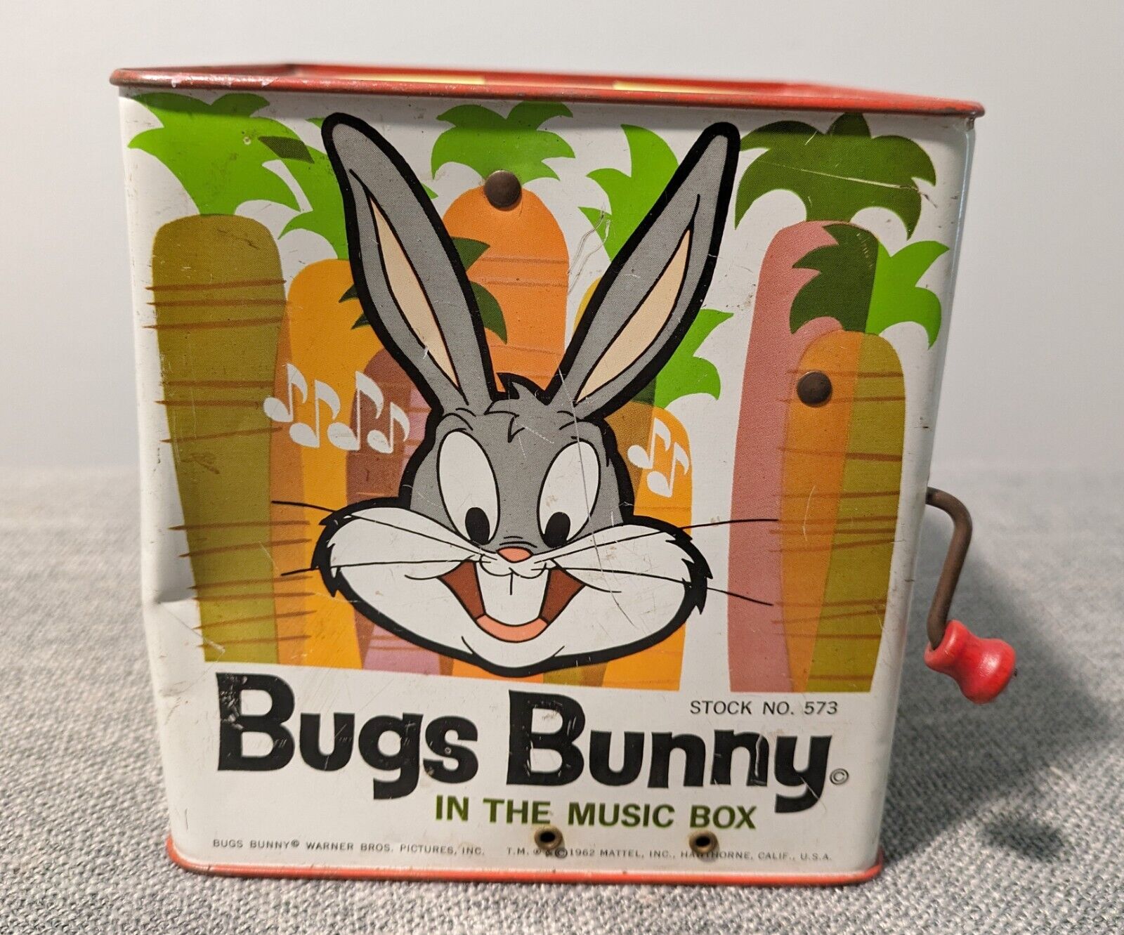 Vintage 1962 Mattel Bugs Bunny Metal Music Box Toy