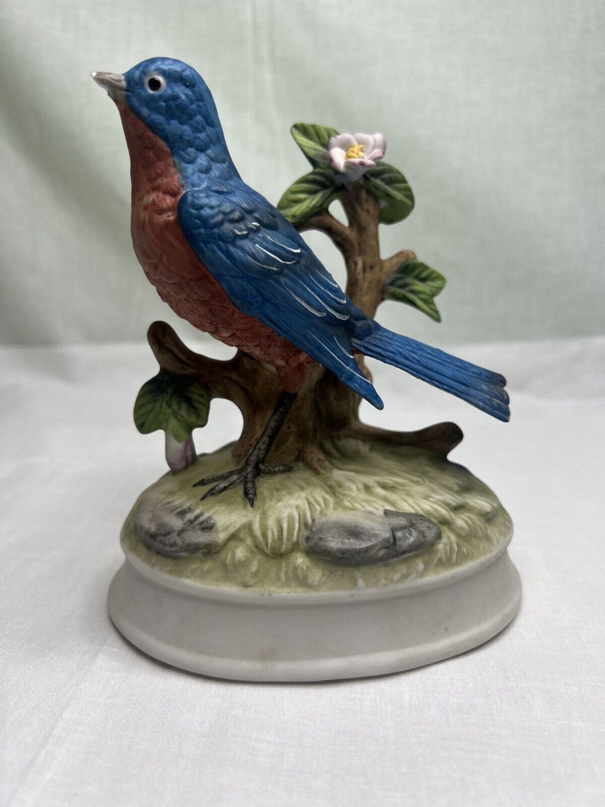 Vintage Gorham China Eastern Bluebird Figurine Music Box FAST Shipping