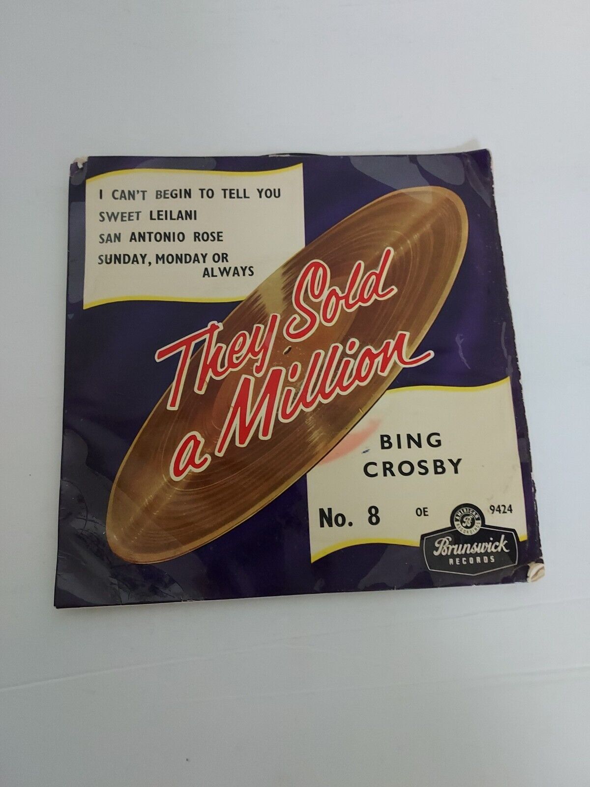 45 RPM Vinyl Record Bing Crosby They Sold a Million VG