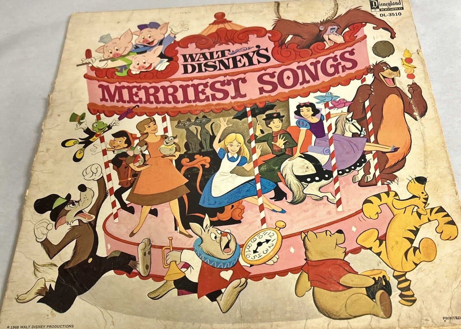 1968 Walt Disney\'s Merriest Songs Disneyland DL-3510 VG